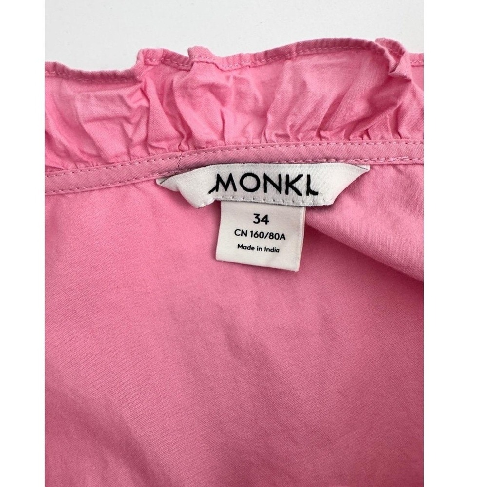 Monki Pink Ruffle-Neck Mini Dress - Picture 4 of 9